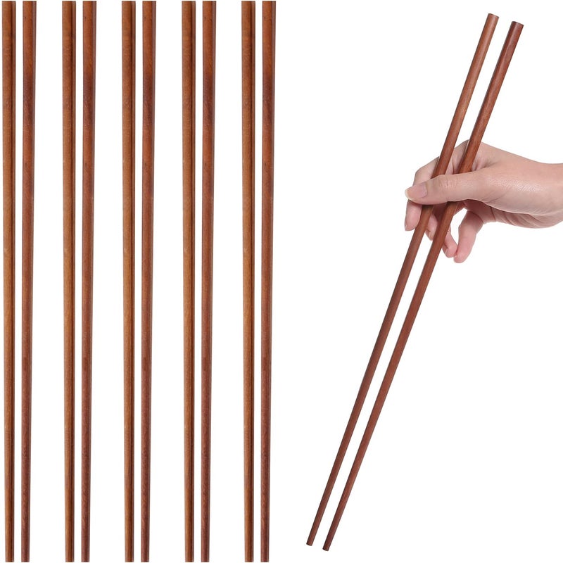 Donxote 6-Pairs 16.5-Inch Wooden Cooking Chopsticks Set - Long Reusable Chopsticks for Wok Cooking, Noodle Frying, and Asian Deep-Frying - Ideal for Kitchen Use - Image 1